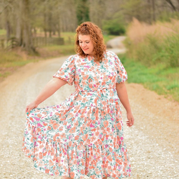 Lily Dress PDF Pattern | Size 2-34 | Drop Waist | Bubble Sleeve