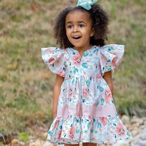 Clementine PDF Dress Pattern | Maxi Dress | Knee-length Dress | Kids Size 1-12 Woven Pattern