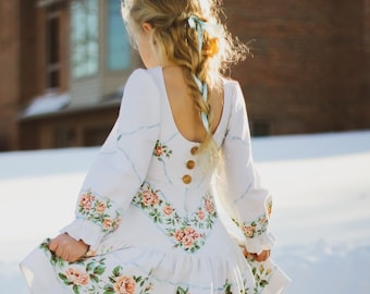 Rosalie Kleid PDF Schnittmuster | Größe 1-12 | Langarm Kleid | Kleid mit tiefem Rücken | Kinderkleid Schnittmuster
