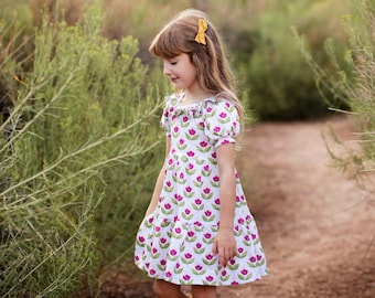 Aster Knit Dress PDF Sewing Pattern - Size 1-16 | Kids and Tween Knit Dress | Easy dress pattern | Raglan Sleeve | Long Sleeve Dress