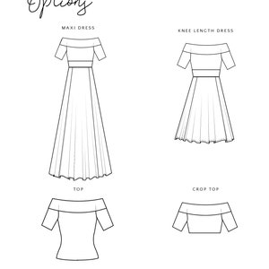 Delphi Top and Dress PDF Sewing Pattern Sizes XXS to XXXXL Off the shoulder dress Knit Dress Maxi Dress image 2