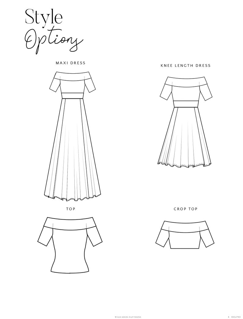 Delphi Top and Dress PDF Sewing Pattern Sizes XXS to XXXXL Off the shoulder dress Knit Dress Maxi Dress image 2