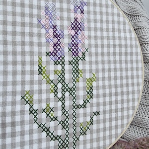 Calanthe Cross Stitch PDF Embroidery Pattern Includes Rose, Poppy & Lavender Gingham Embroidery image 7