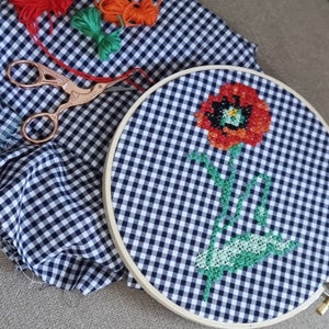 Calanthe Cross Stitch PDF Embroidery Pattern Includes Rose, Poppy & Lavender Gingham Embroidery image 6