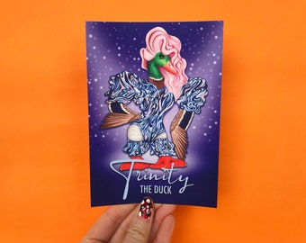 Postal divertida de Trinity the Tuck, Trinity Taylor, RuPaul's Drag Race, tarjeta con juego de palabras de Drag Queen, en blanco