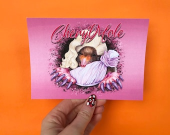 Postal divertida de Cheryl Hole, Cheryl Mole, RuPaul's Drag Race, tarjeta con juego de palabras de Drag Queen, en blanco