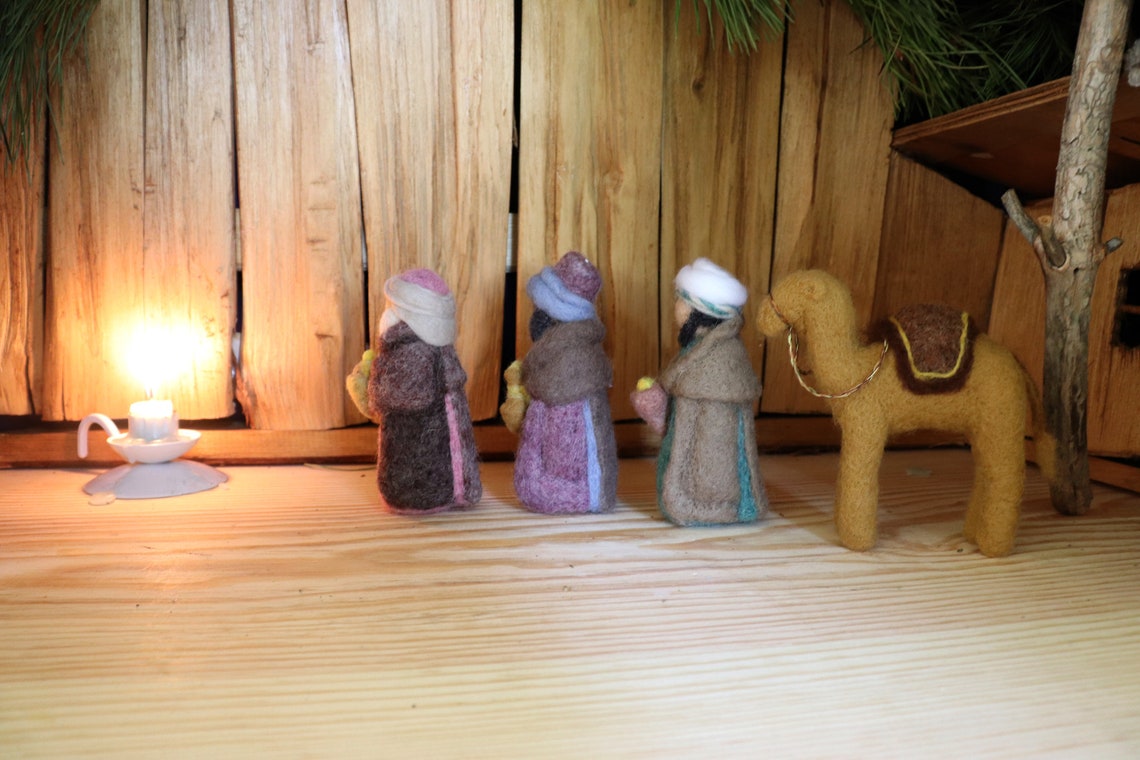 Felted Nativity Set 8 Pieces. Needle Felt Nativity Scene. Etsy