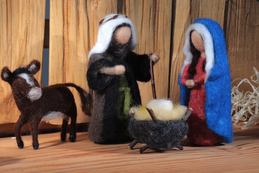 Needle Felt Nativity Scene. Waldorf Holy Family. Christmas Etsy