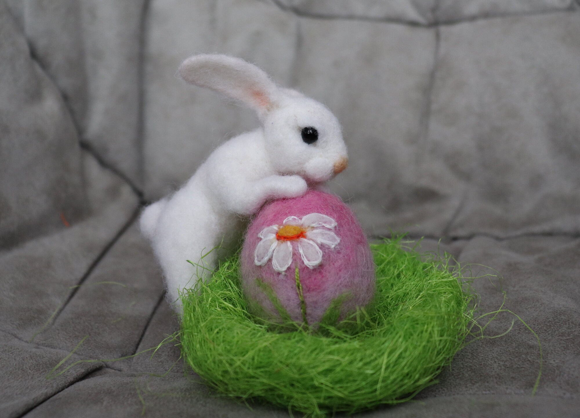 Felted Easter Bunny – Needle Felted White Bunny – Handmade Rabbit ...