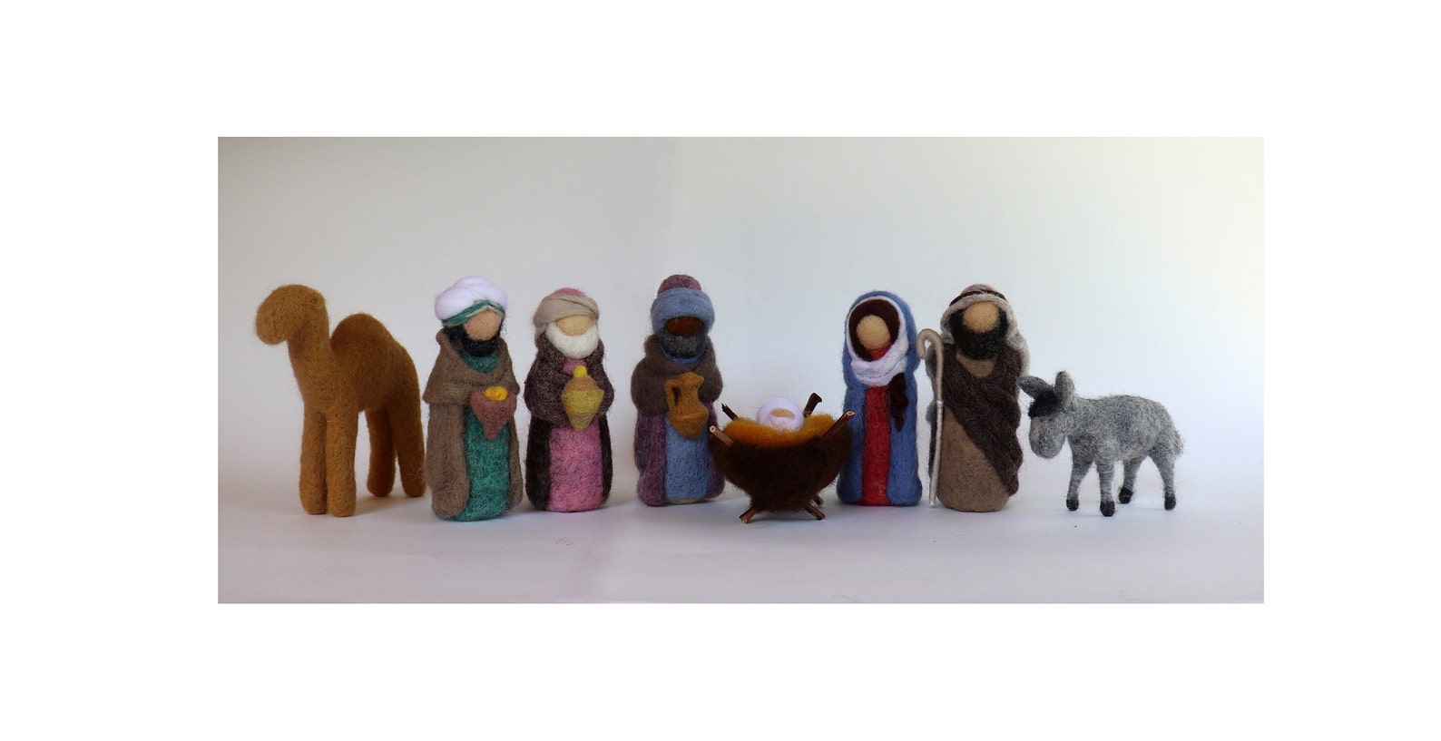 Felted Nativity Set 8 Pieces. Needle Felt Nativity Scene. Etsy