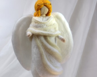 Ángel de fieltro – Ángel navideño de lana – Figura de ángel de fieltro con aguja – Decoración navideña hecha a mano
