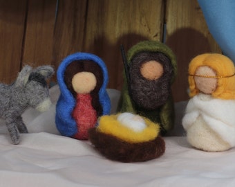 Needle Felt Nativity Scene. Waldorf Holy Family. Christmas Original ...