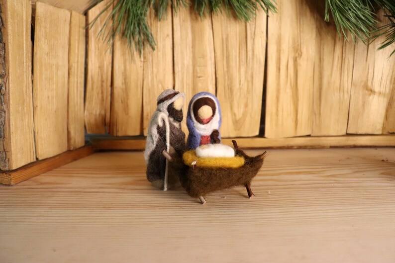 Felted Nativity Set 8 Pieces. Needle Felt Nativity Scene. Etsy