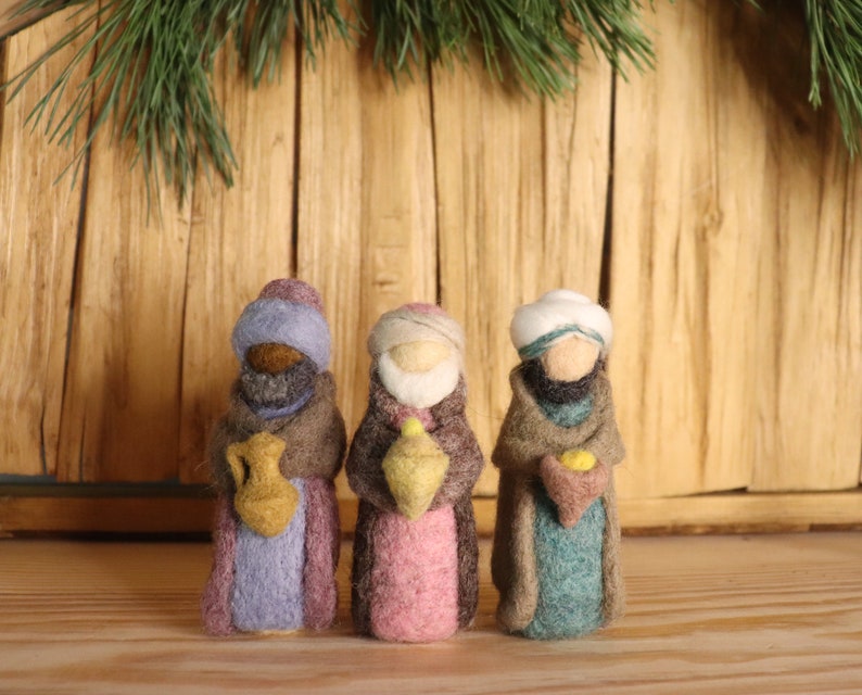 Felted Nativity Set 8 Pieces. Needle Felt Nativity Scene. Etsy