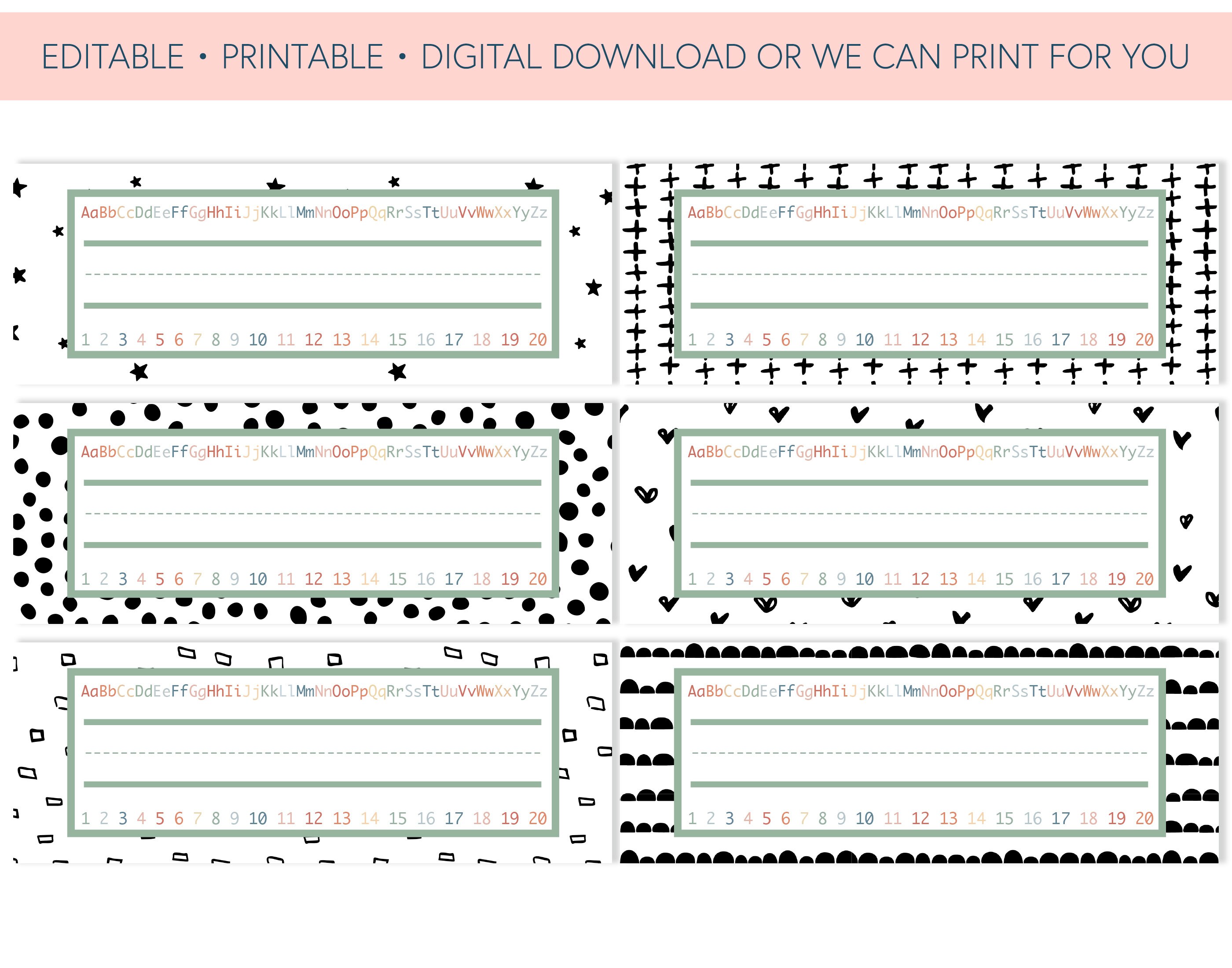 Black & White Classroom Desk Name Tags Editable Printable Etsy Australia