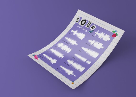Olivia Rodrigo - Sour Poster Sound Wave | Tracklist Minimal