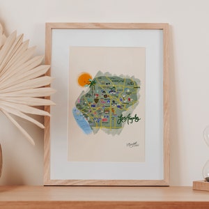 Los Angeles Map Print Trendy LA Aesthetic Cute Handdrawn Art Poster Minimalist Decor