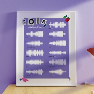 Olivia Rodrigo - Sour Poster Sound Wave | Tracklist Minimal Soundwave Art | Waveform | Music Gifts | Custom Album Song Artwork | Minimalist