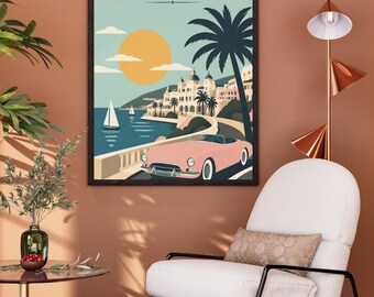 Monte Carlo Travel Art Print | Retro Postcard | France | City | Monaco