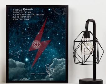 Impression artistique des paroles de David Bowie Starman – Cadeau musique cosmique