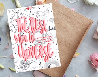 Meilleure maman de l’univers! Imprimer - A5/A4/A3 | Imprimé fête des mères | Le cadeau de maman | Cadeau de la fête des Mères | Cadeaux pour maman | Impression univers | Je t'aime