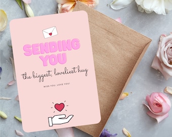 Impression carte postale Send A Hug A5 – Cadeau Une pensée pour vous