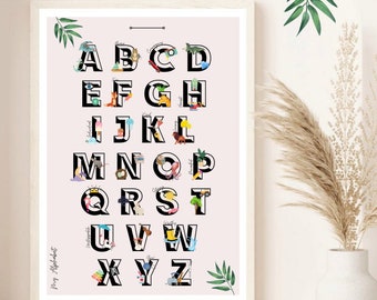Impression de l'alphabet ABC Things – Art mural pour chambre d'enfant, salle de jeux (A4/A3)