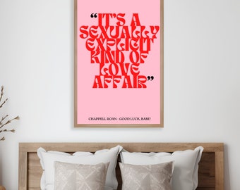 Chappell Roan Good Luck, Babe! Lyrics Art Print, Pink Bedroom Decor
