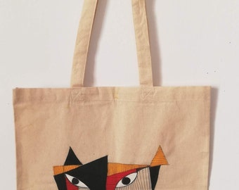 Hand painted fabric bag