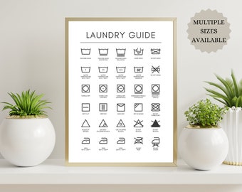 Laundry Guide / Instant Download / Printable / Washing Symbols / Minimalist / Poster / Multiple Sizes / Digital Art / A3 / A4