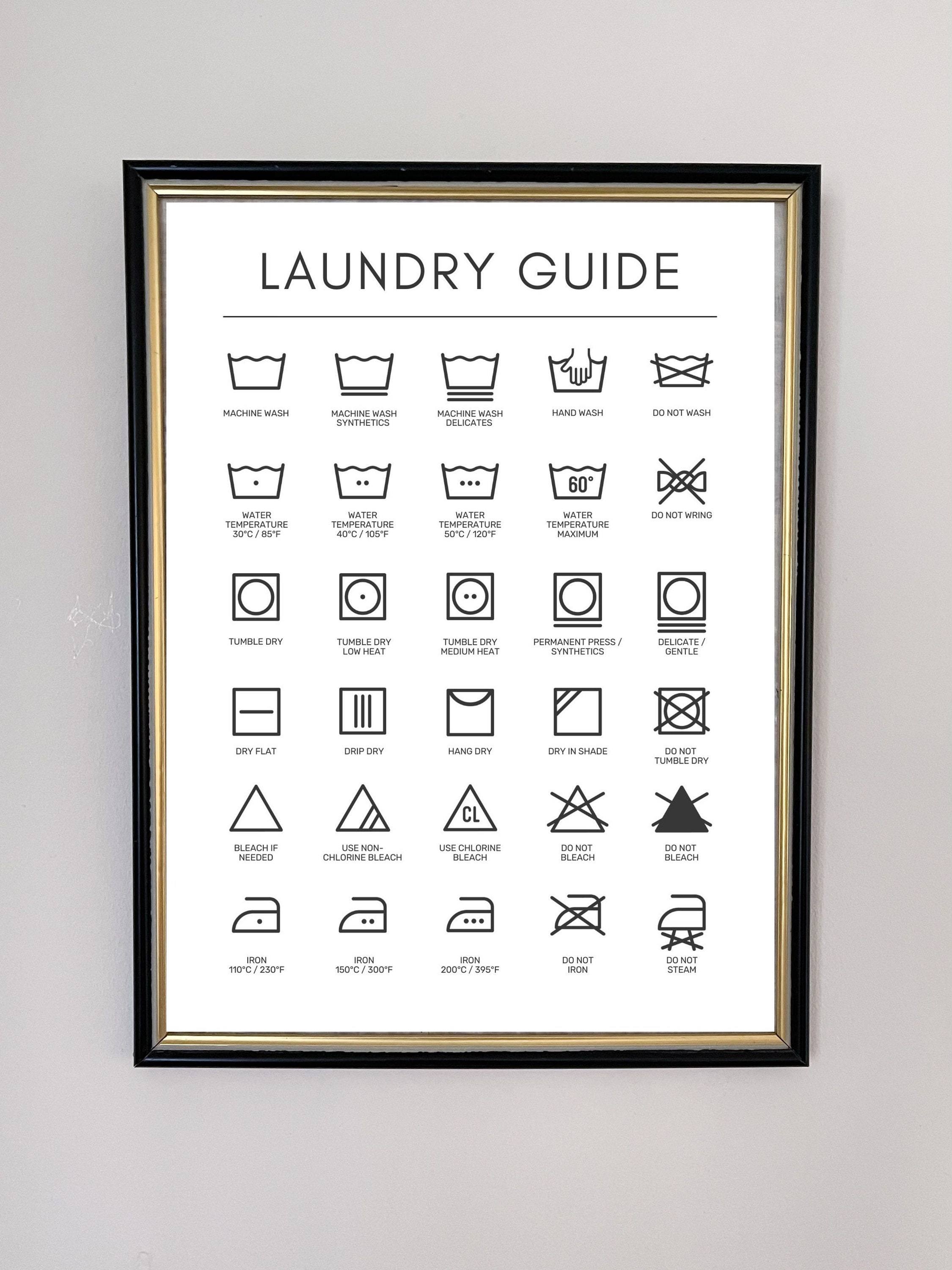 Laundry Guide / Instant Download / Printable / Washing Symbols Etsy