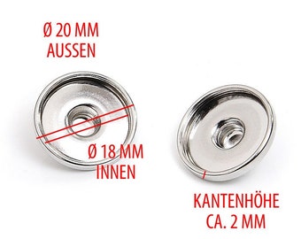 20 mm knopplaten ONDERDELEN - Zeldzaam - binnen-Ø 18 mm (DIY) met 2 mm hoge randrand, Snap Click verwisselbare sieraden, ACCESSOIRES