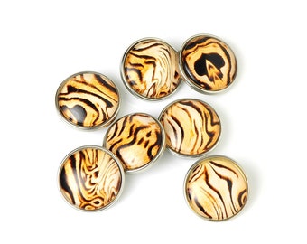 Snap Buttons, 3 pieces, Tiger Print 2 series, interchangeable snap button jewelry, standard size