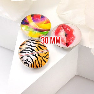 3 XL Snap Click Buttons XL-Mix 70101, Ø 30 mm snap button interchangeable jewelry, colorfully mixed image 4