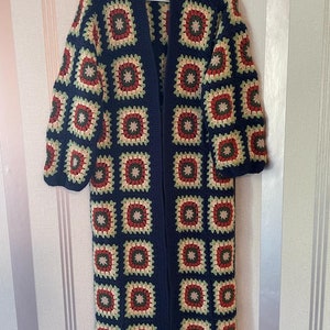 Granny square afghan cardigan, patchwork cardigan, boho coat, crochet jacket