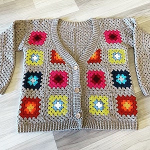 Stradivarius jacket boho crocheted cardigan granny squares crocheted from mink color