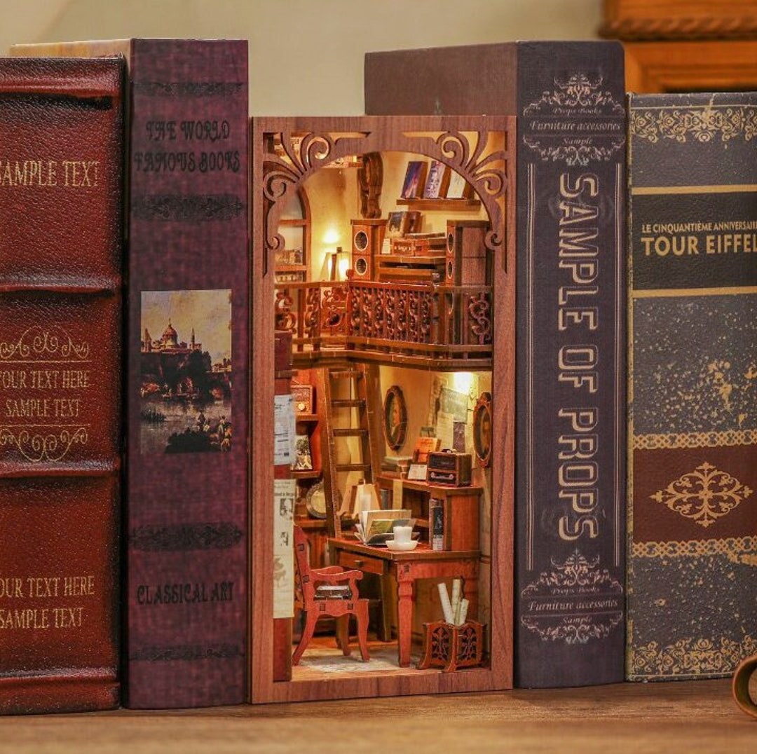 Kit DIY Wooden Bookshelf Building, DIY Miniature Music Room Booknook