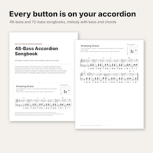 Accordion Songbook Bundle PDF, 48 Bass and 72 Bass Editions, 82 Tune Settings with Stradella Bass and Chords, Sheet Music image 1