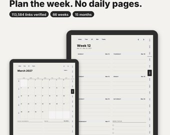 Agenda semanal 2027 para reMarkable, Kindle Scribe, Supernote, Boox, PDF con enlaces, semanal y mensual, zurdos