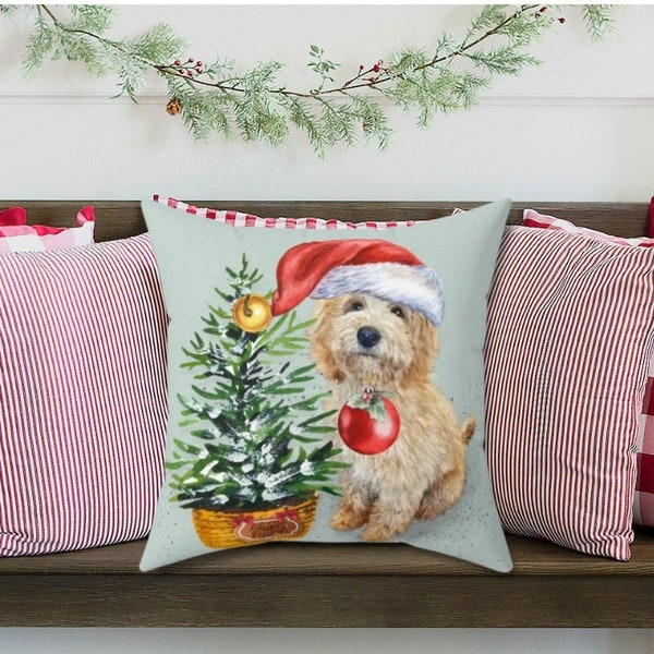 Goldendoodle, Doodle Dog Christmas Pillow, Labradoodle, Cockapoo, Cavapoo, Doodle Mom Holiday Gift, Cover and insert