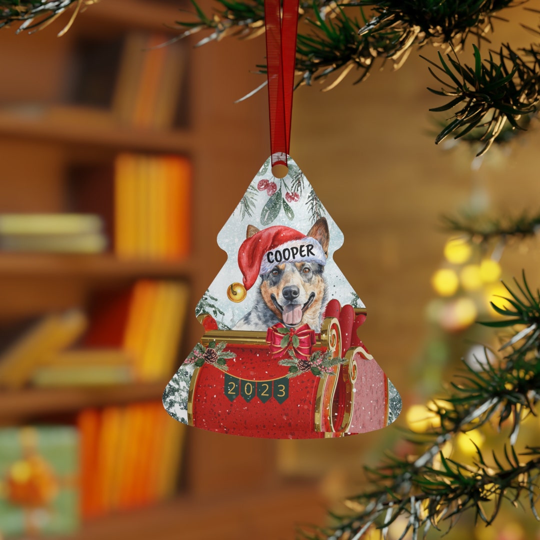 Personalized Blue Heeler Christmas Ornament, Metal Custom Blue Heeler ...