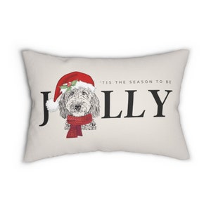 Doodle Dog Christmas Holiday Pillow. Doodle Mom Gift Idea, Goldendoodle, Labradoodle, Bernedoodle, Aussiedoodle, Sheepadoodle & more image 2