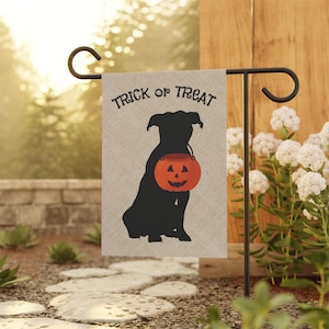 Pitbull Dog Halloween Lawn & Garden House Flag, Pitbull Mom Gift, Pitbull Fall Home decor, Double-sided Banner, Stand NOT included