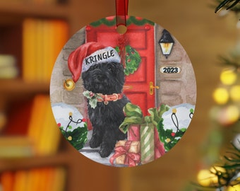 Personalized Black Doodle Dog Christmas metal ornament, Doodle Mom Gift Idea, Double side print, Represents Goldendoodle, Labradoodle & more