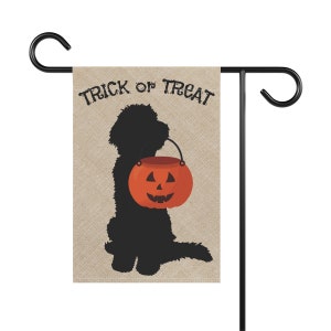 Doodle Dog Fall/Halloween Garden, House Flag / Banner, Double-sided, Goldendoodle, Bernedoodle, Labradoodle, Aussiedoodle, Sheepadoodle image 3