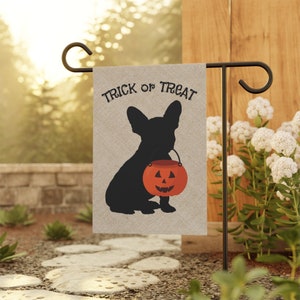 Frenchie, French Bulldog Fall, Halloween Lawn & Garden House Flag, Double-sided Banner, Frenchie Mom Gift, Stand NOT included
