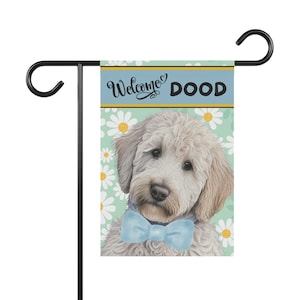 Doodle, Goldedoodle, Labradoodle Spring Summer  Garden Flag, Gift for Doodle Mom & Dad, Doodle Dog (BOY), Stand NOT included