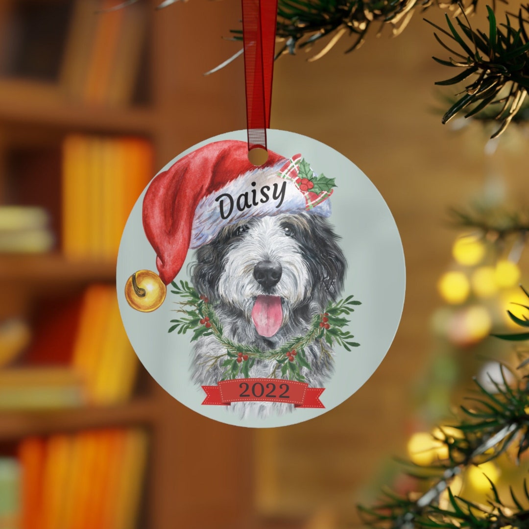 Sheepadoodle Christmas Ornament, Personalized Sheepadoodle