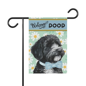 Bernedoodle Spring Summer  Garden Flag, Doodle Dog , Sheepadoodle, Bernedoodle Gift for Doodle Mom & Dad,  Stand NOT included