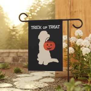 Doodle Dog Fall/Halloween Garden, House Flag , Light Silhouette Goldendoodle, Bernedoodle, Labradoodle, Aussiedoodle, Sheepadoodle